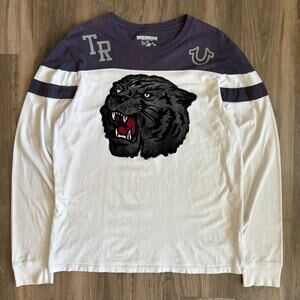 Vintage Y2K True Religion Tiger Football Long Sleeve T-Shirt Men’s Size L White